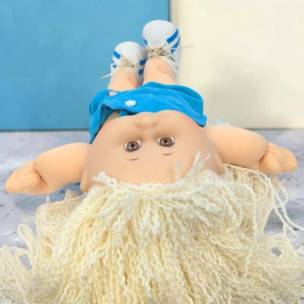 VTG 90's Mattel Cabbage Patch Kids Doll Blonde Yarn Crimped Hair Corduroy 1990